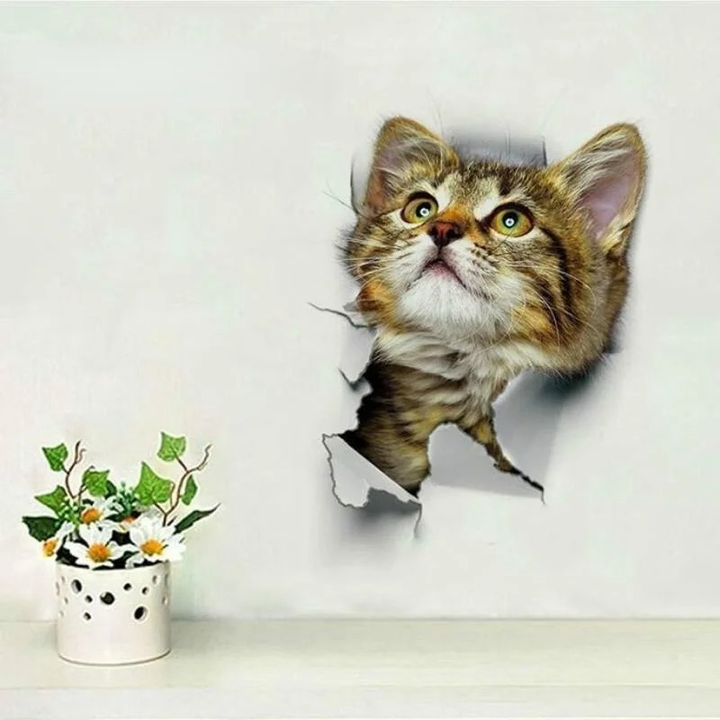 3pcs 3D Cute Cat Self-adhesive - مراجعة Pvc Panel Background وسعره