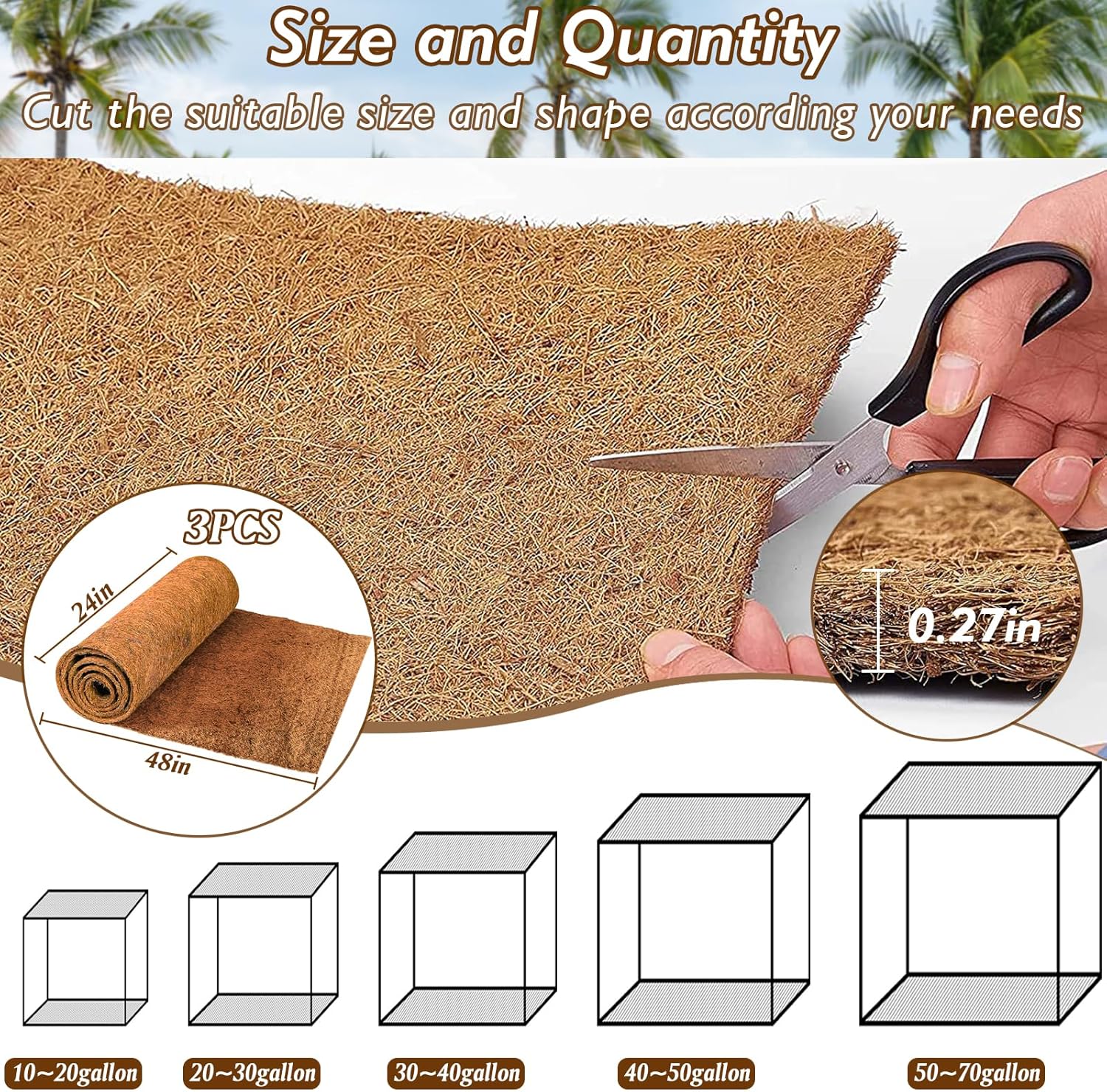 3 Rolls Reptile Carpet, 24x48i - مراجعة Substrate Coconut Fiber وسعره