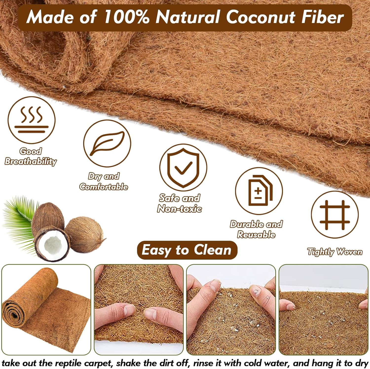 3 Rolls Reptile Carpet, 24x48i - مراجعة Substrate Coconut Fiber وسعره