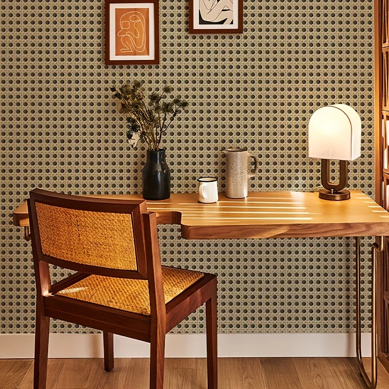 45cm Retro Rattan Pattern Self - مراجعة Pvc Panel Background وسعره