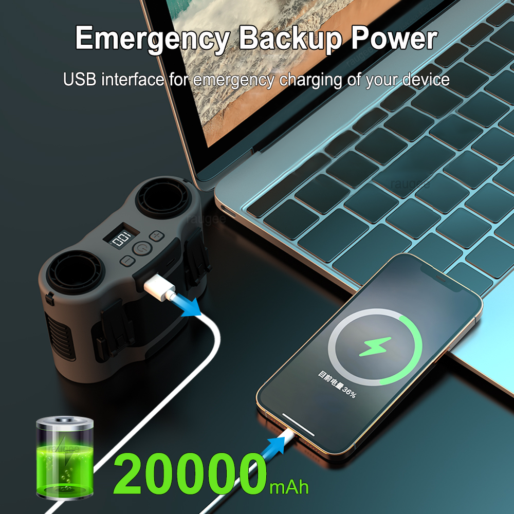 20000mAh Waist Fan Portable Ou - مراجعة Timer Dual Outlet وسعره