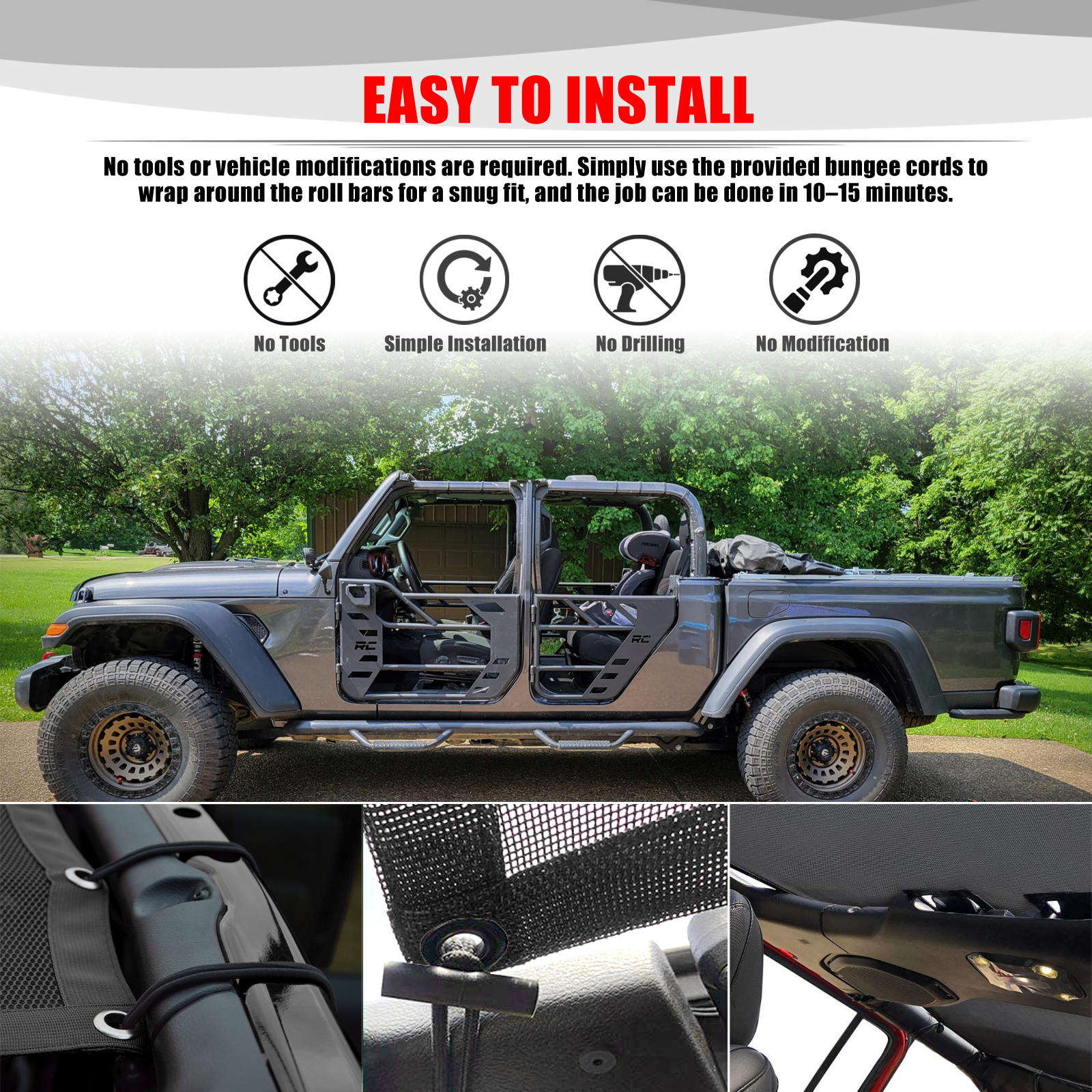 For Jeep Gladiator JT 4 Door A - مراجعة Screen Top Mesh وسعره