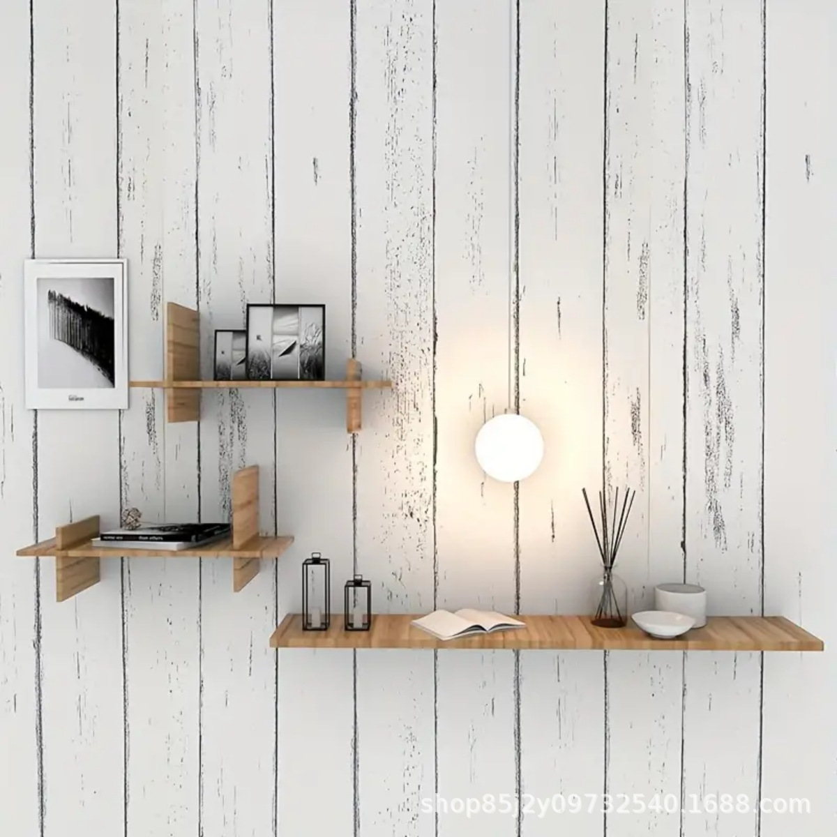 Retro White Wallpaper Wooden P - مراجعة Pvc Panel Background وسعره