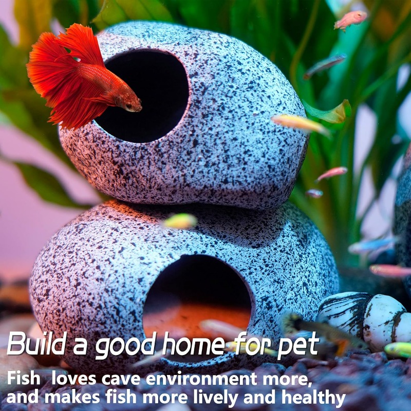 Aquarium Decorations Cave Fish - مراجعة Hide Cave Ceramic وسعره