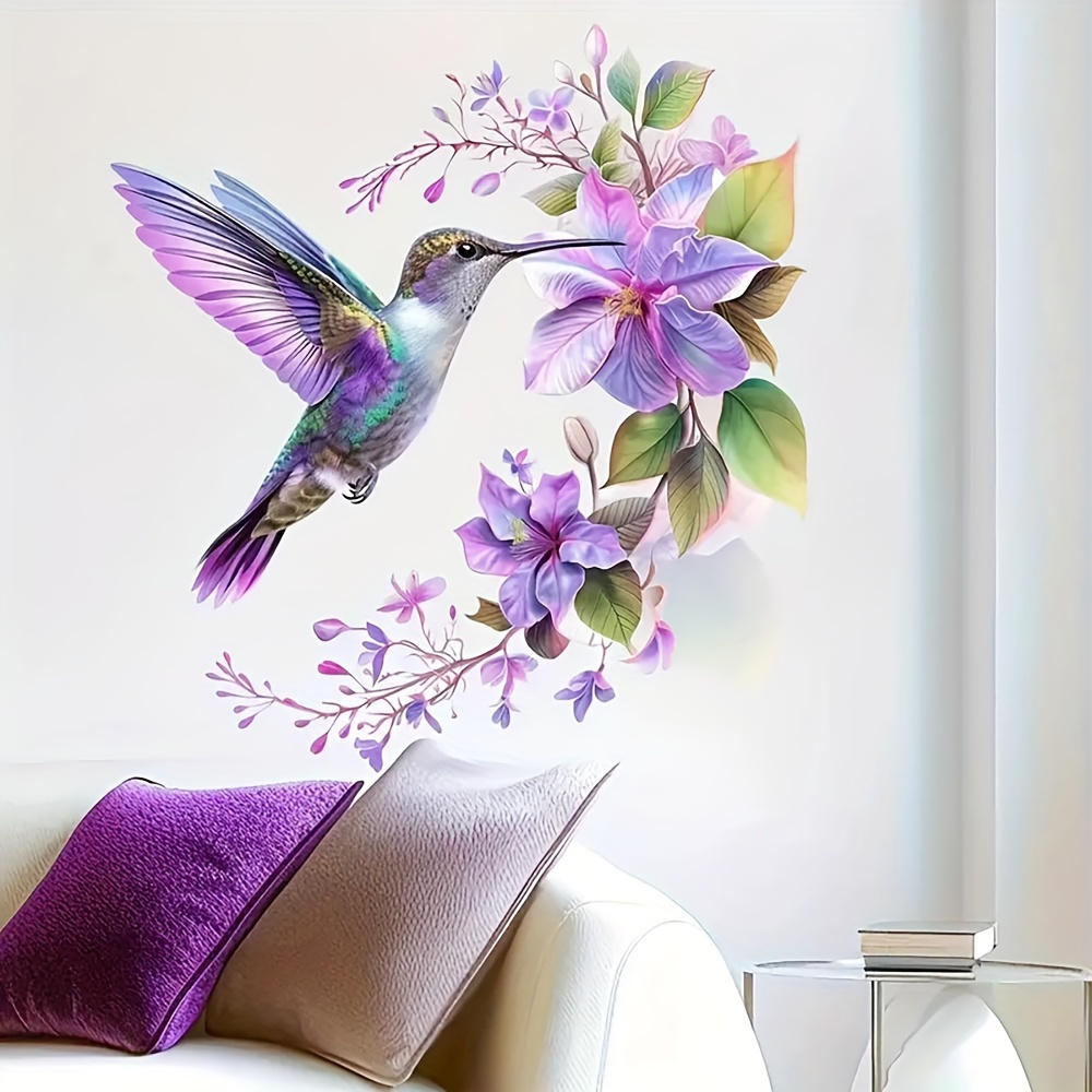 1 Purple Flower and Hummingbir - مراجعة Pvc Panel Background وسعره