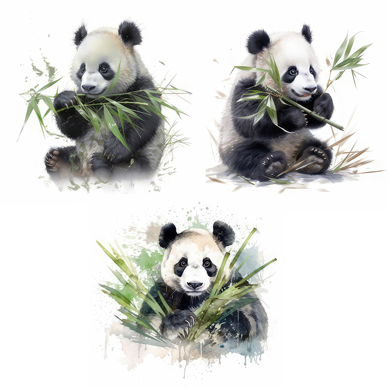 C76# Watercolor panda wall sti - مراجعة Pvc Panel Background وسعره