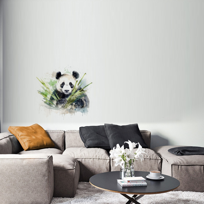 C76# Watercolor panda wall sti - مراجعة Pvc Panel Background وسعره