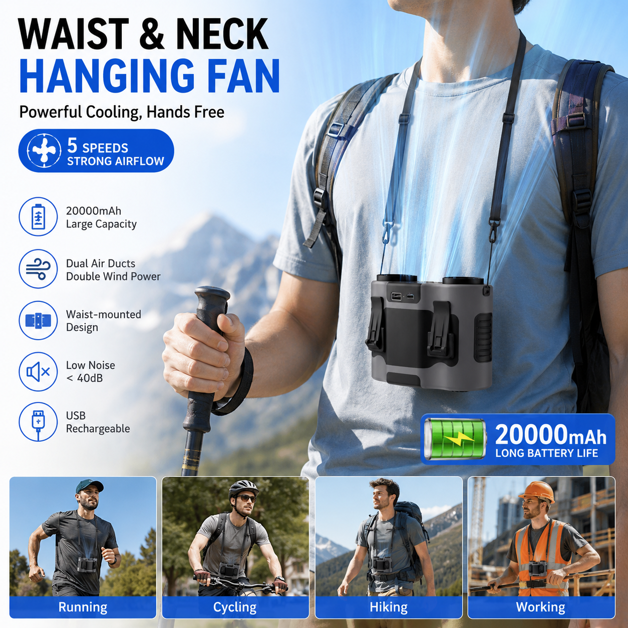 Portable Waist Clip Fan Mini U - مراجعة Timer Dual Outlet وسعره