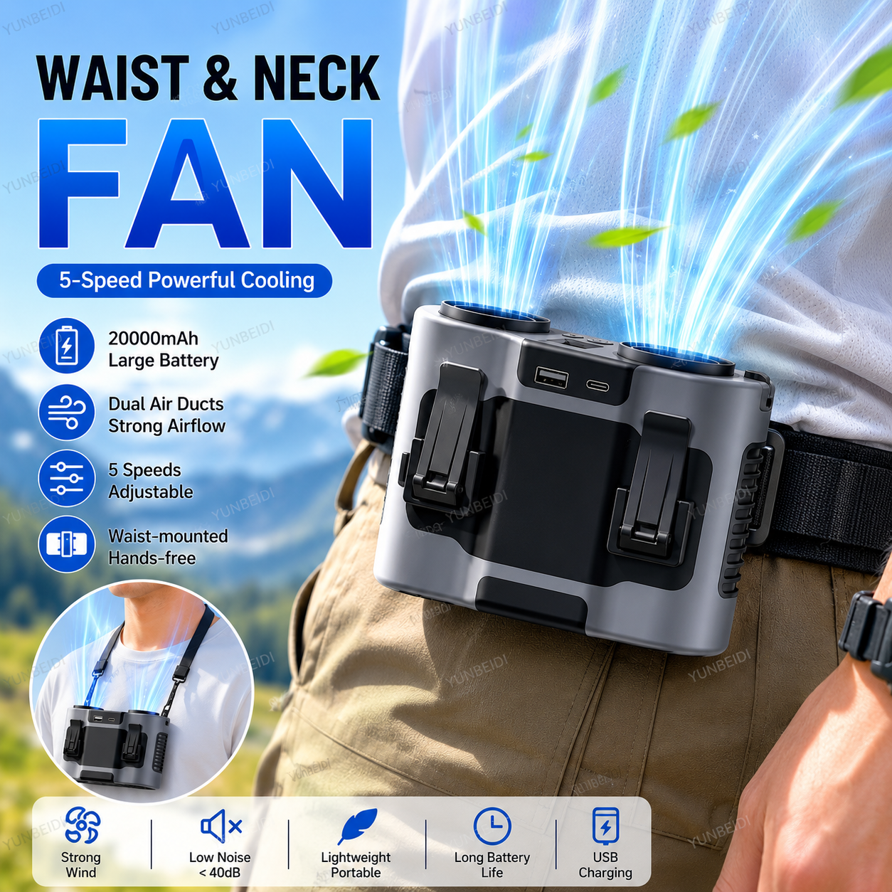 Portable Waist Clip Fan Mini U - مراجعة Timer Dual Outlet وسعره
