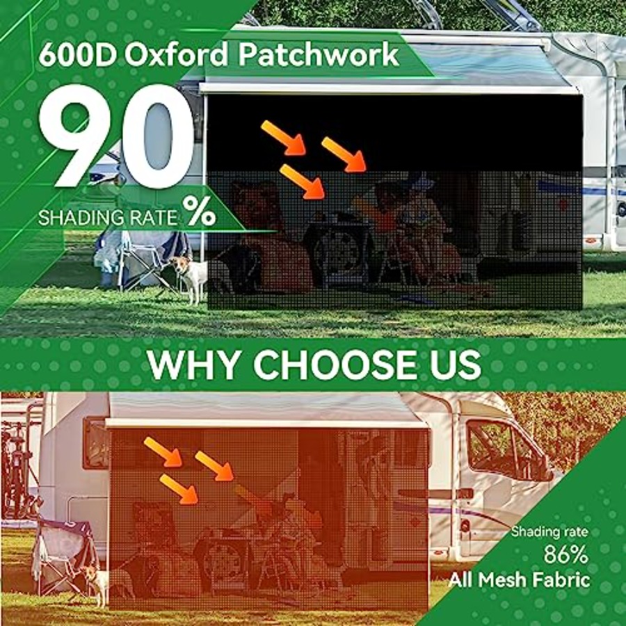 RV Awning Shade Screen 9' x 15 - مراجعة Screen Top Mesh وسعره
