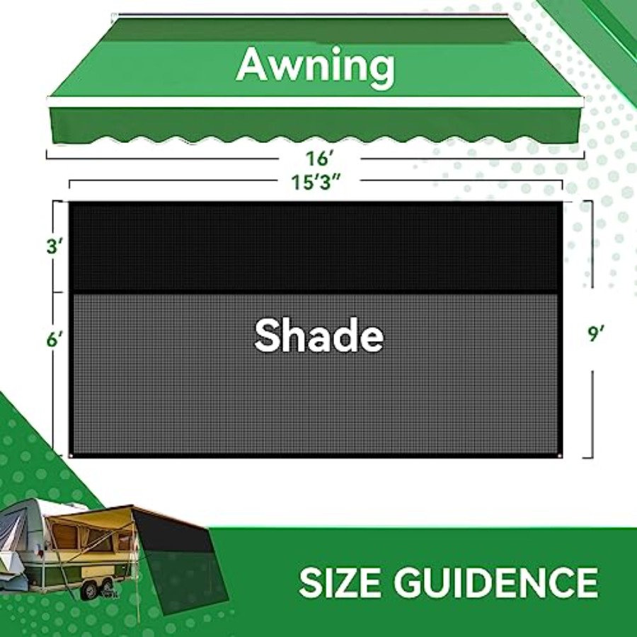 RV Awning Shade Screen 9' x 15 - مراجعة Screen Top Mesh وسعره