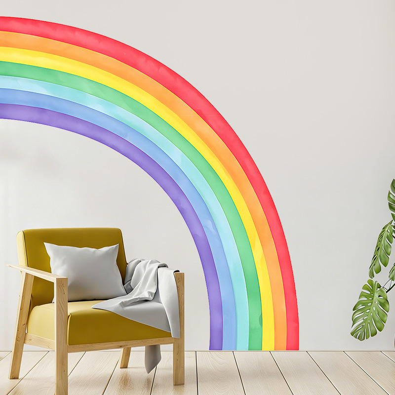 Large Rainbow Wall Stickers Se - مراجعة Pvc Panel Background وسعره