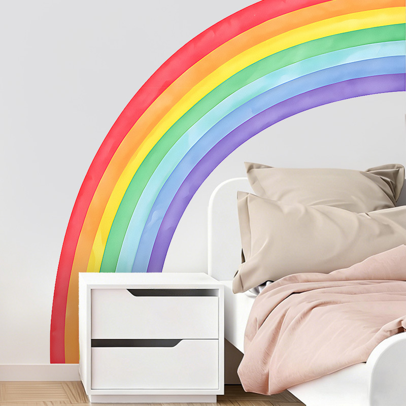 Large Rainbow Wall Stickers Se - مراجعة Pvc Panel Background وسعره