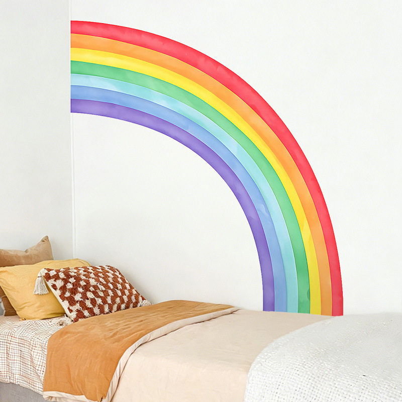 Large Rainbow Wall Stickers Se - مراجعة Pvc Panel Background وسعره